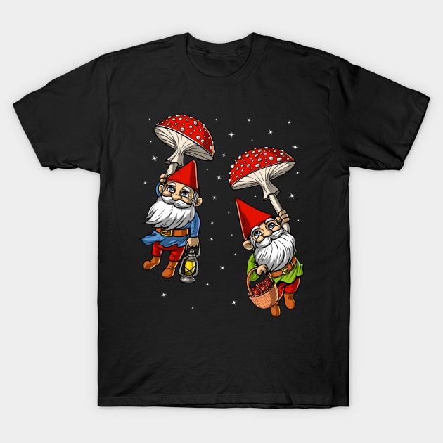 Magic Mushrooms Fantasy Gnomes T-Shirt by underheaven